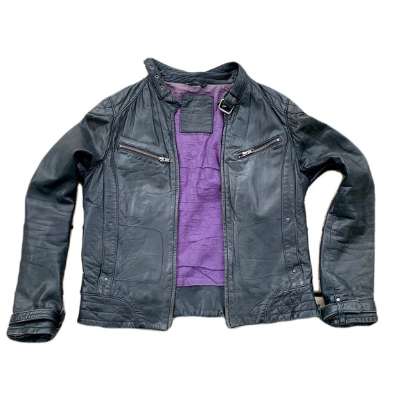 Jagger & Evans Black Leather Moto Jacket – Women’s M – Quilted Purple Lining - Picture 1 of 7